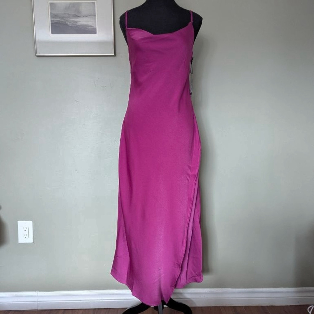 Black Tape - NWT Satin Slip Midi Dress - Fuschia - S